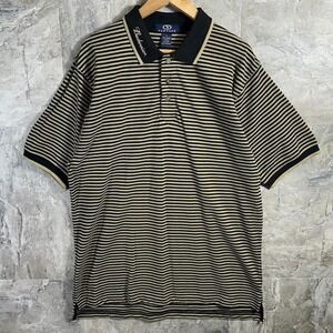 Budweiser Vantage black and cream striped polo shirt Beer Men's Large  #preppy